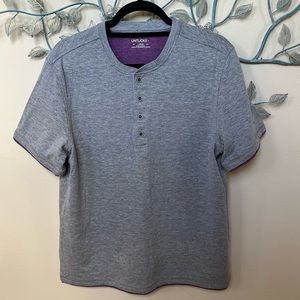 UNTUCKIT Grey Purple Layer Thick Cotton T-shirt short sleeve sweatshirt Sz L EUC
